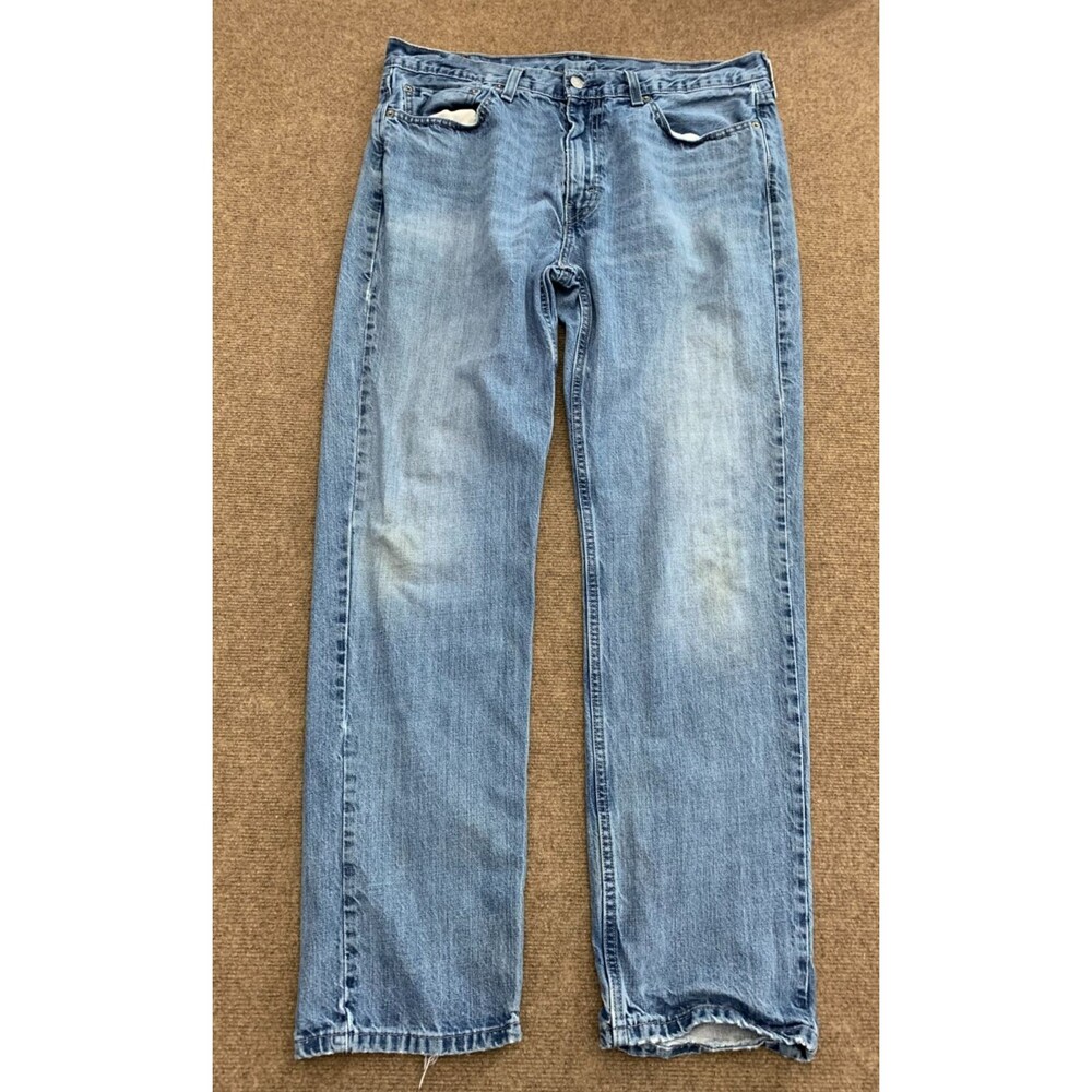 Levis 514 Jeans Mens 36x32 Straight Fit Mid Rise Distressed Medium Wash Denim